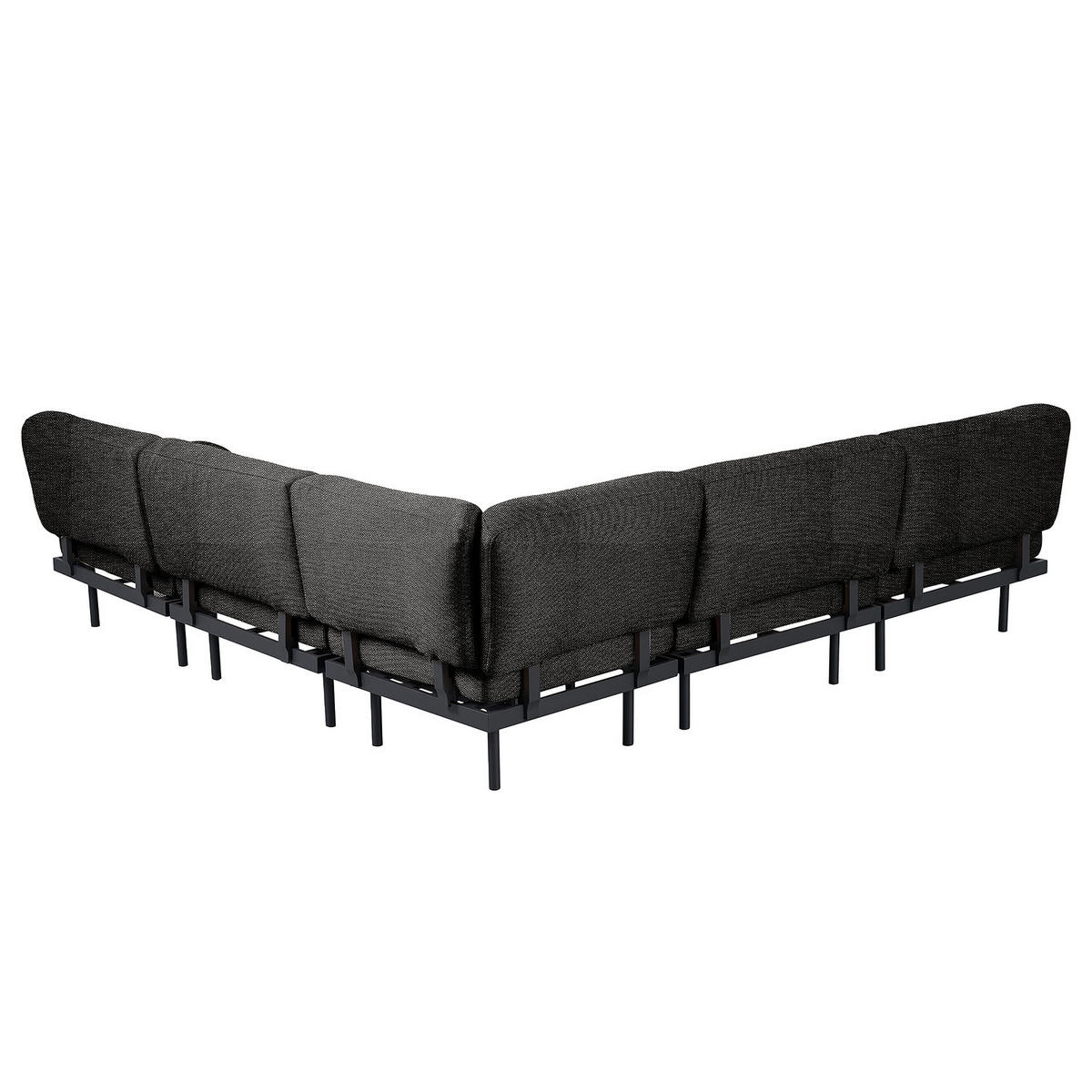 OUTDOOR-ECKSOFA - Schwarz, Textil/Metall (273/80/273cm) - home24