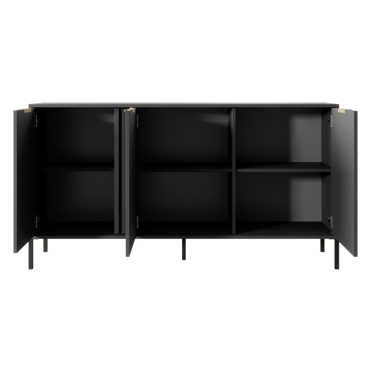 SIDEBOARD LORENZO 153/81/40 cm mit 3 Türen Anthrazit - Anthrazit, Holzwerkstoff (153/81/40cm) - MASSENO