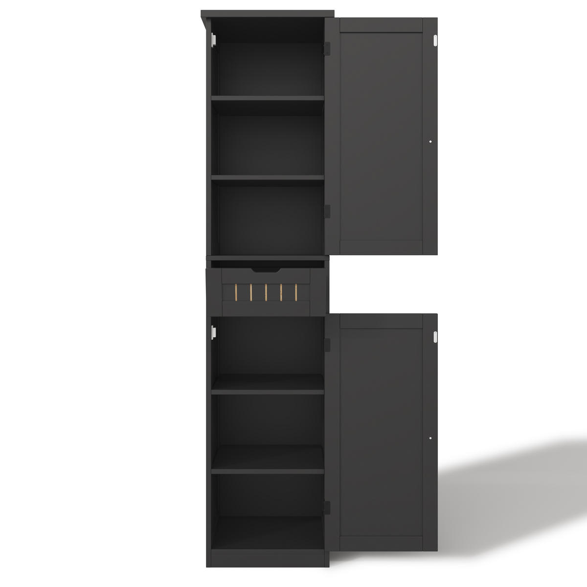 GESCHIRRSCHRANK 170 cm MDF Schwarz mit 2 Türen und verstellbaren Böden - Schwarz, Holzwerkstoff (30/170/40cm) - Korfee
