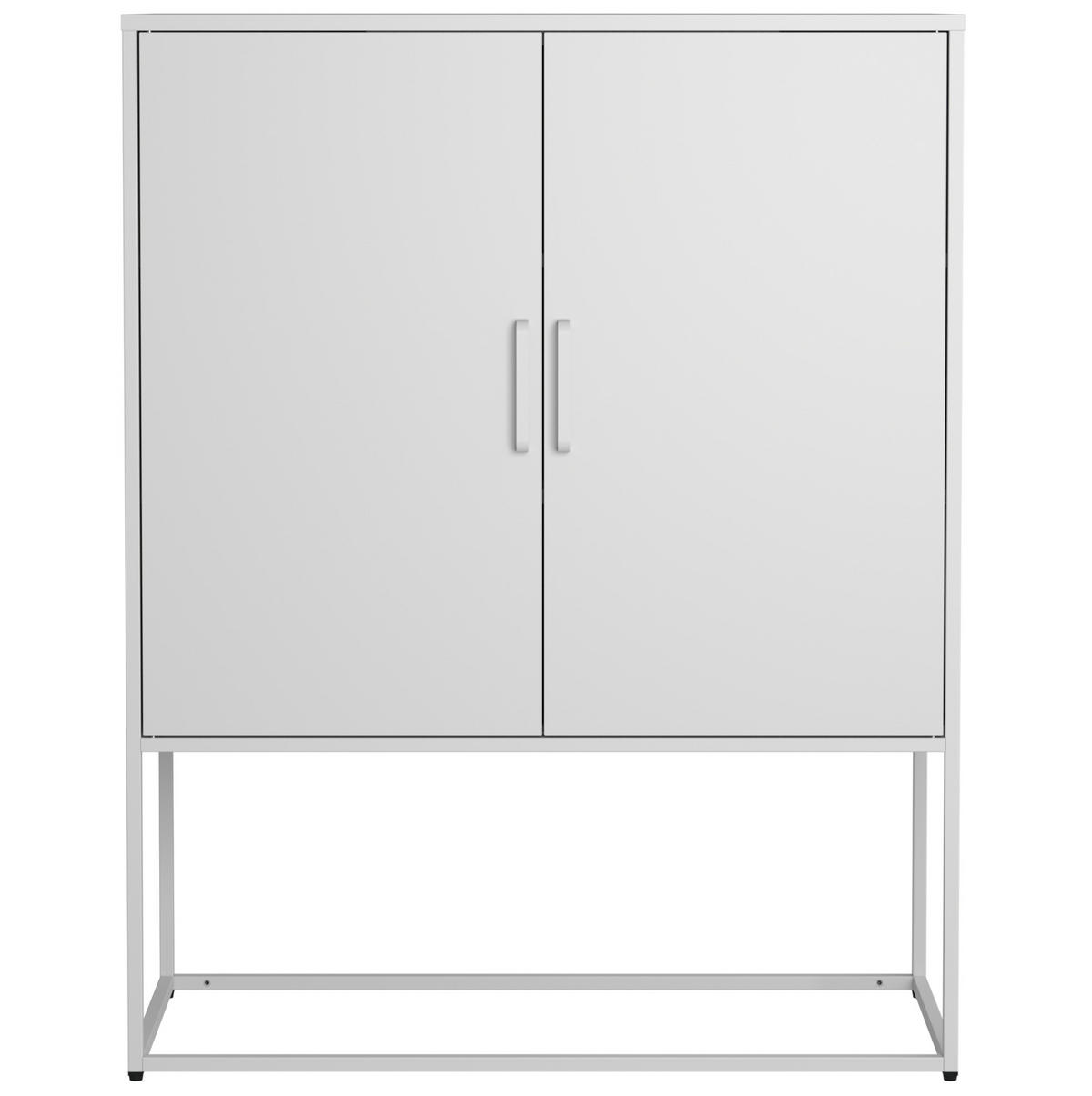 HIGHBOARD 85/40/109 cm in Weiß aus Metall mit 2 Türen & viel Stauraum - Weiß, Metall (85/109/40cm) - BEAOK