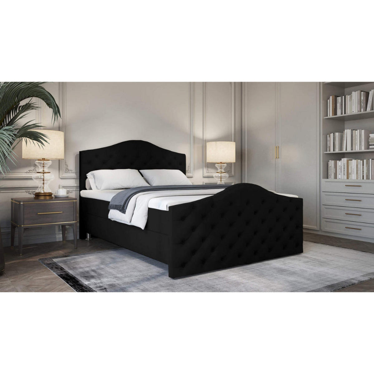 BOXBETT Roma Bonellfederkern inkl. 7-Zonen Topper T-30 mit Bettkasten - Schwarz, Holz/Holzwerkstoff (140/200cm) - Best For Home