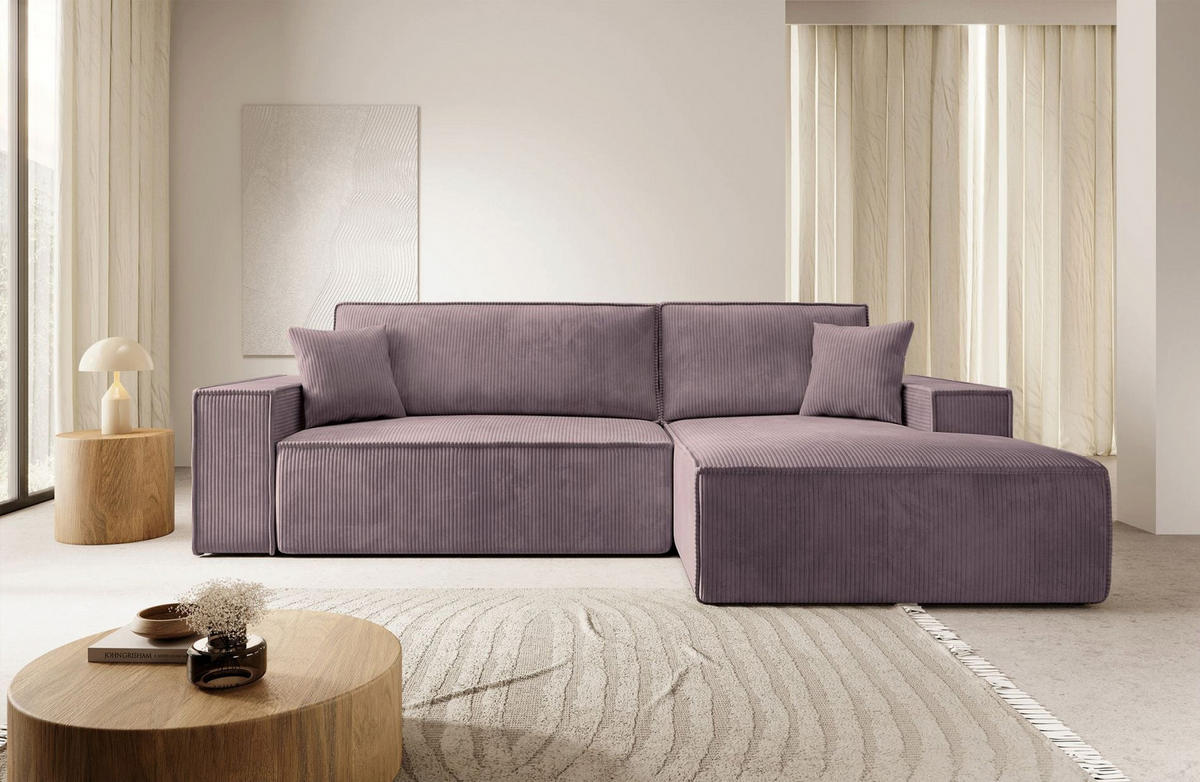 ECKSOFA Farese Rosa mit Cordbezug, rechts - Pink/Schwarz, Kunststoff/Textil (167/267cm) - Selsey