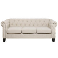 3-SITZER-SOFA Polsterbezug Beige Chesterfield - Beige, Textil (208/78/88cm) - Beliani