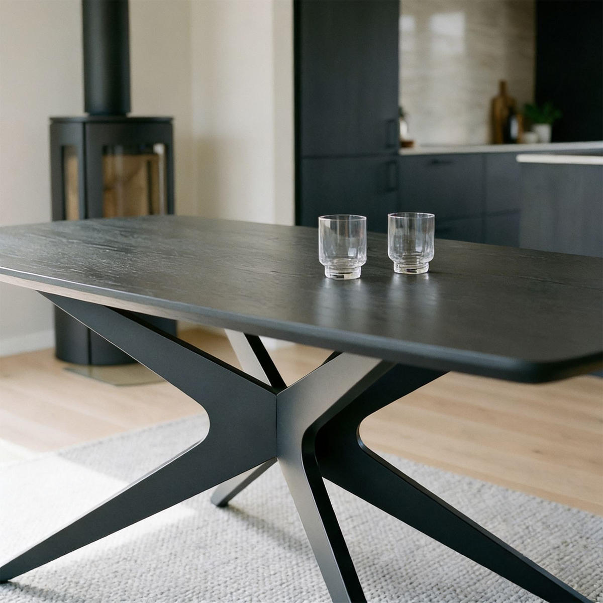 ESSTISCH TAVO schwarz - Schwarz, Holzwerkstoff (90/180/76cm) - IDIMEX