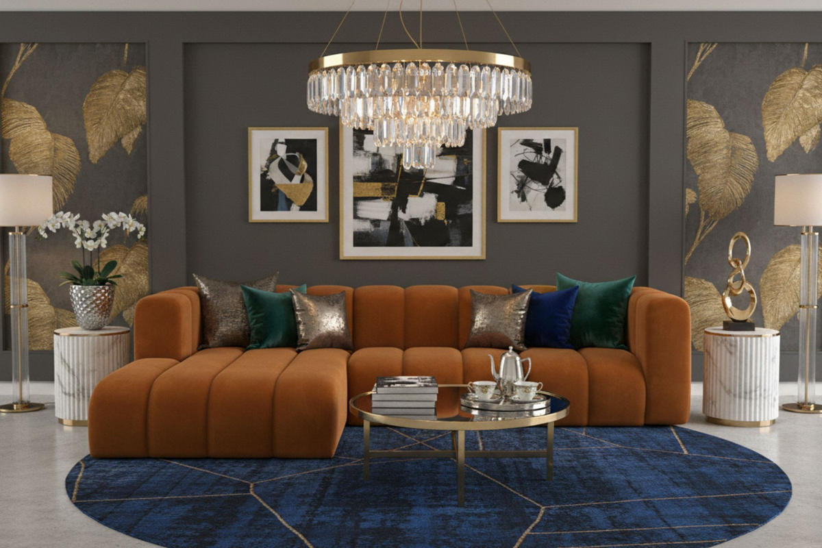 ECKSOFA L-Form Grand L 287 cm, Veloursstoff Salvador, Braun, Links - Braun, Holz (287/179cm) - Kaiser Möbel