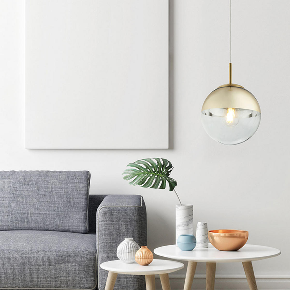 LED HÄNGELAMPE VARUS Gold Transparent - Goldfarben, Glas (20/20/120cm) - Globo Lighting