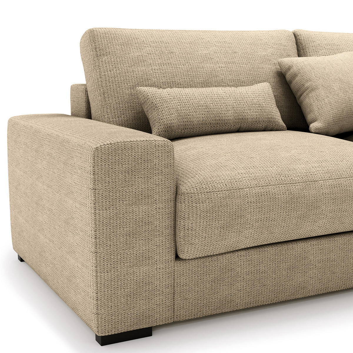 ECKSOFA mit Longchair - Beige/Schwarz, Kunststoff/Textil (340/205cm) - home24