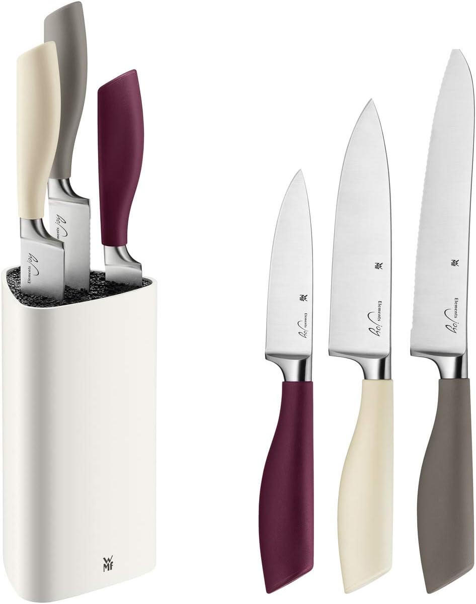 MESSERBLOCK ElementsJoy Weiß 4-Teilig - Hellrot/Silberfarben, Metall (9/9/18cm) - WMF