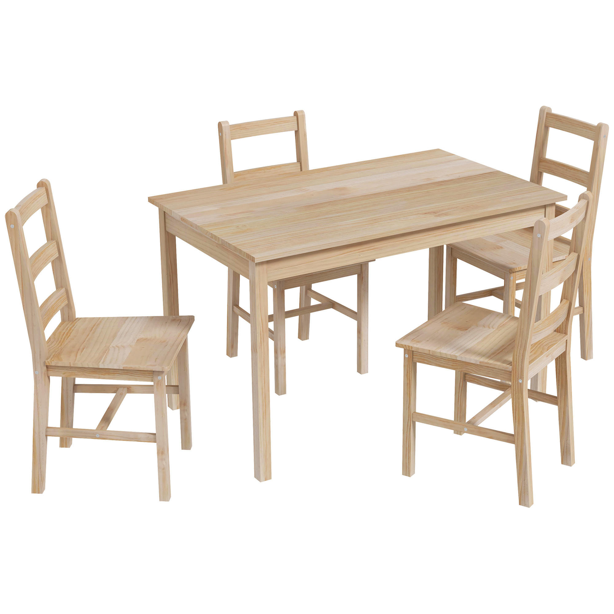 ESSGRUPPE DE-39274 118/73 cm Tisch mit 4 Stühlen Naturholz - Naturfarben, Holzwerkstoff (118/75/73cm) - ComfortXL