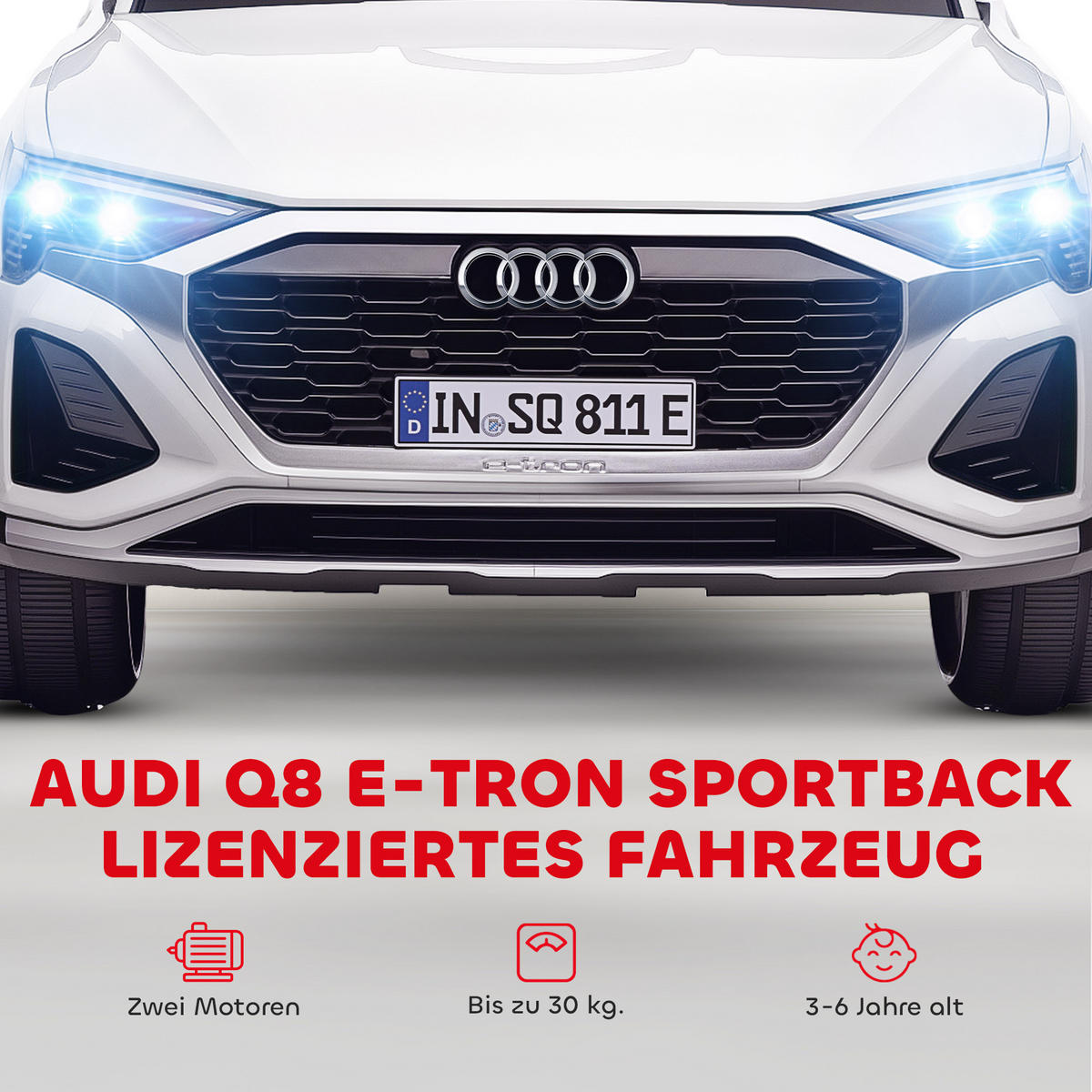 ELEKTRO-KINDERAUTO DE-06253 Audi Q8 lizenziert mit Fernsteuerung Weiß - Weiß, Kunststoff/Metall (98/49.5/43cm) - ComfortXL