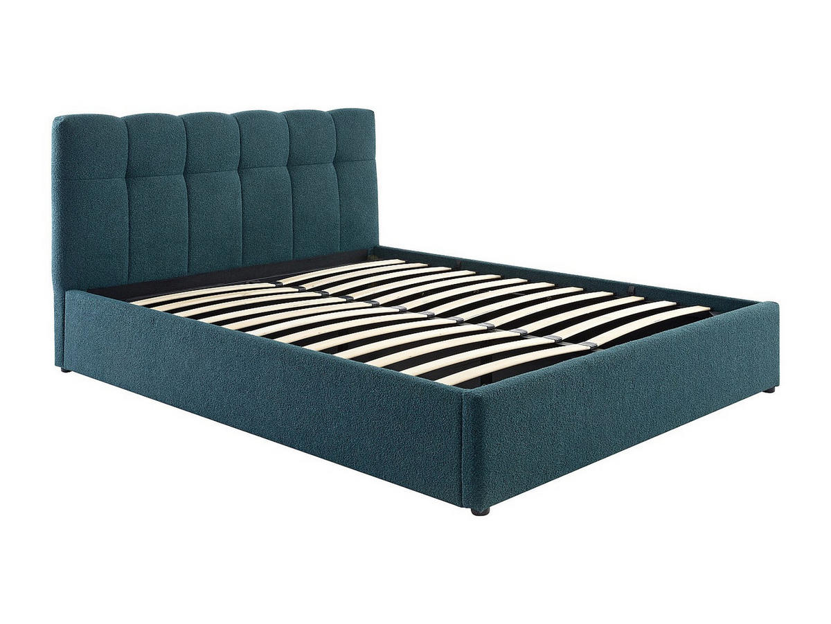 BETT mit Bettkasten - 2 Personen - Stoff - Blaugrün - - Grün, Textil (160/200cm) - Vente-Unique