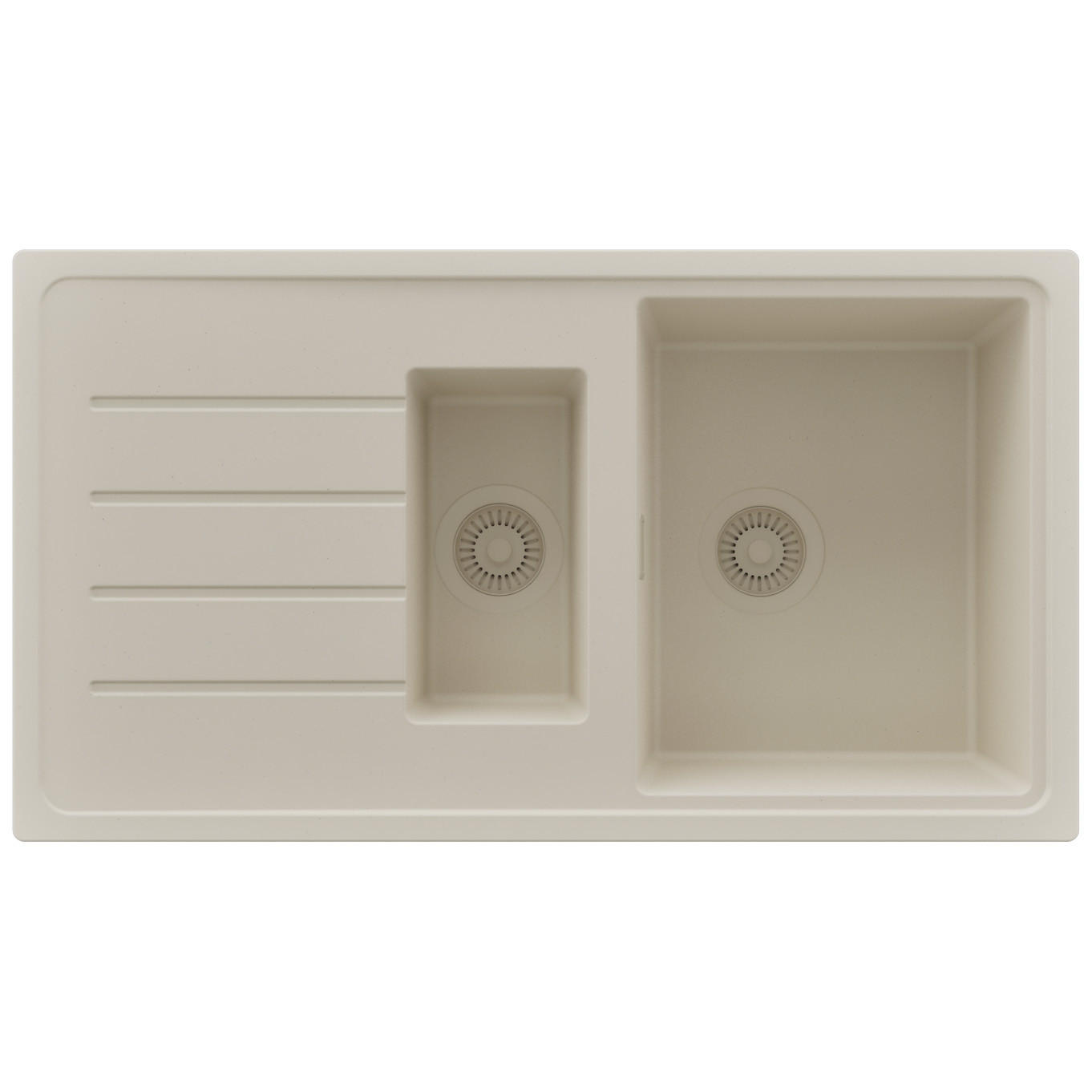 SPÜLBECKEN Kopenhagen Duo, 2-er set Beige 90/50 cm 1,5 Becken + Ablauf-Set ab 60er Unterschrank - Beige, Kunststoff (90/19/50cm) - Primagran