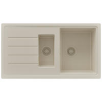 SPÜLBECKEN Kopenhagen Duo, 2-er set Beige 90/50 cm 1,5 Becken + Ablauf-Set ab 60er Unterschrank - Beige, Kunststoff (90/19/50cm) - Primagran