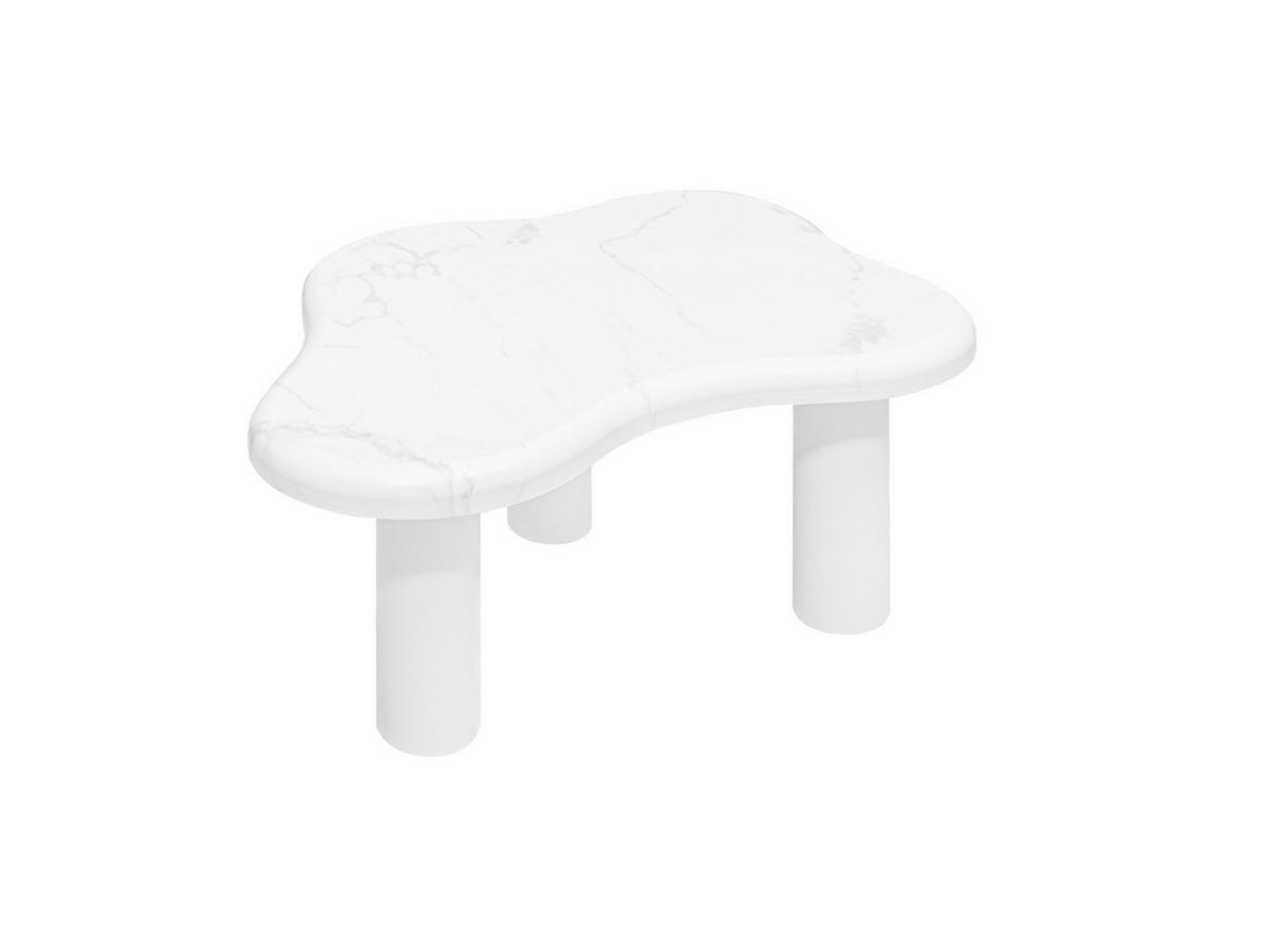 COUCHTISCH 91/62/40 cm in Wolkenform mit abgerundeten Kanten und pflegeleichter Marmoroptik, Weiß - Weiß, Holzwerkstoff (90.8/62.5/40cm) - Redom