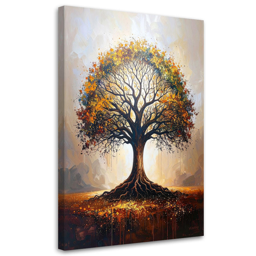 BILD auf Leinwand, Bunter Baum der Liebe Natur - Grün, Textil (80/120cm) - Feeby