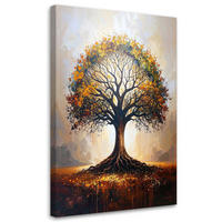 BILD auf Leinwand, Bunter Baum der Liebe Natur - Grün, Textil (80/120cm) - Feeby