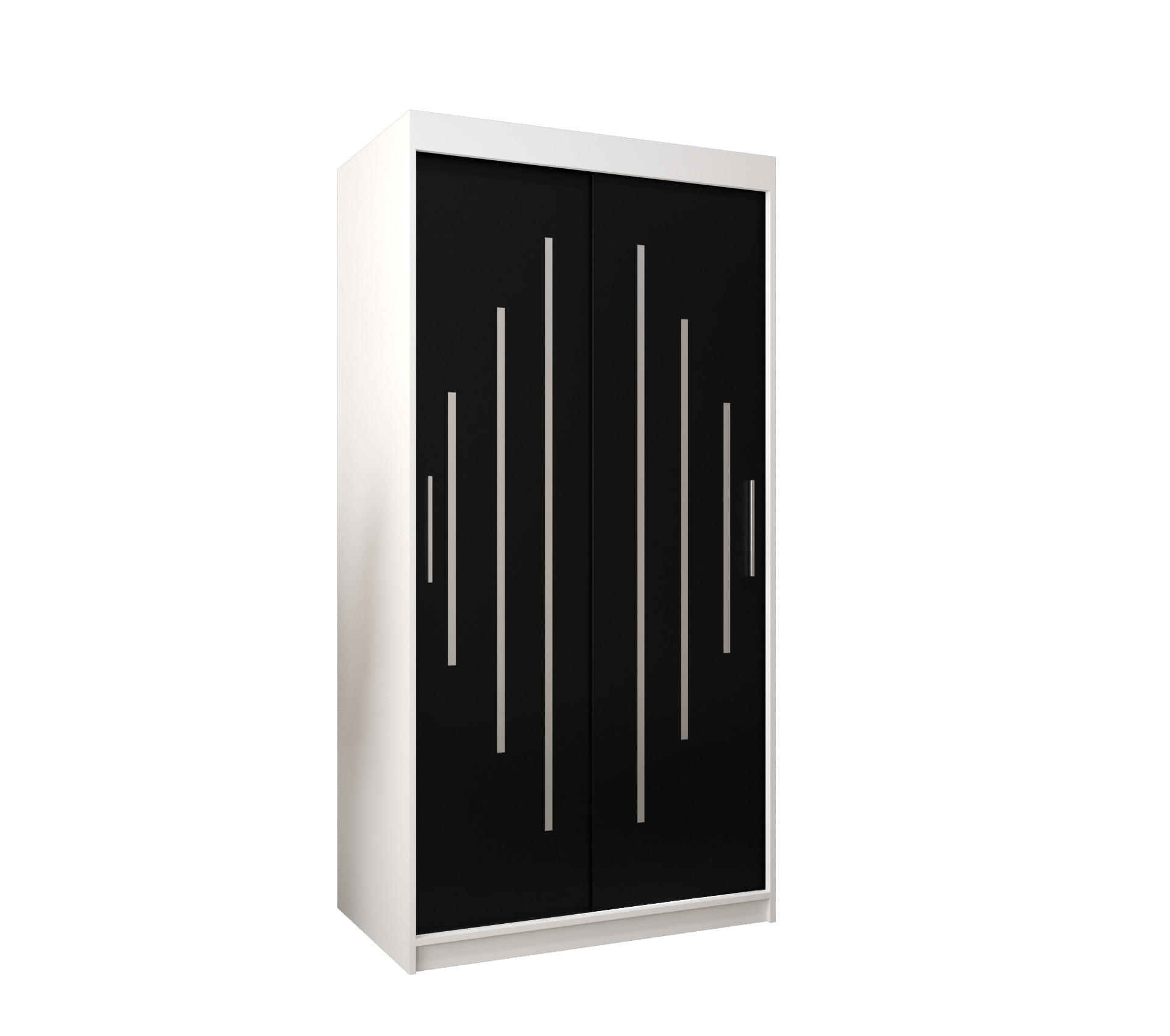 SCHWEBETÜRENSCHRANK 200/100/62 2-türig - Silberfarben/Schwarz, Holz/Kunststoff (100/200/62cm) - Abiks Möbel