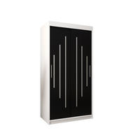 SCHWEBETÜRENSCHRANK 200/100/62 2-türig - Silberfarben/Schwarz, Holz/Kunststoff (100/200/62cm) - Abiks Möbel