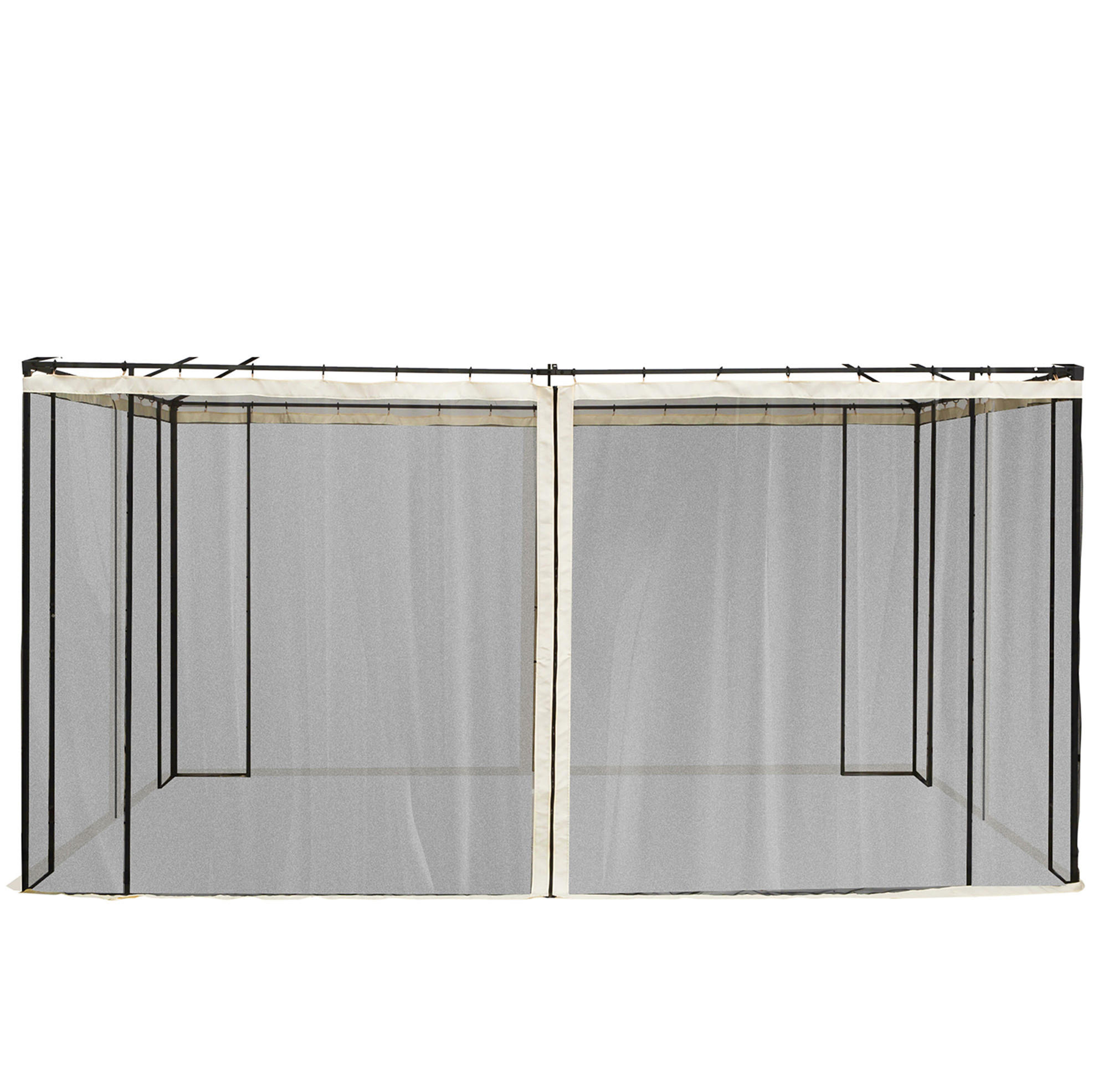 PAVILLONS Seitenteile aus Polyester 3x4 m in Schwarz mit Moskitonetz & Reißverschluss - Schwarz, Textil (207/1/352cm) - Modfu