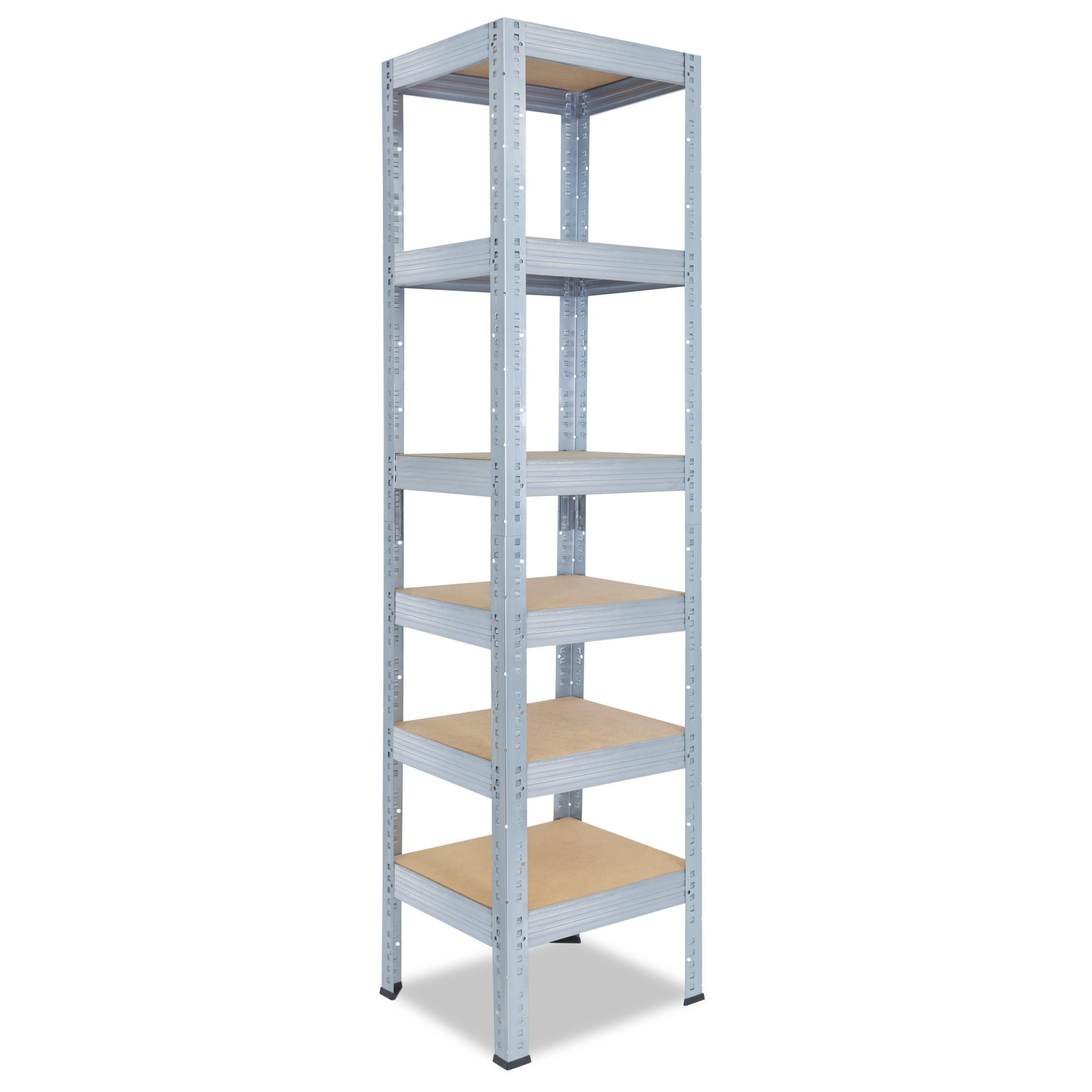 SCHWERLASTREGAL PRO 230x60x60 cm in verzinkt mit 6 Böden und 166 kg Traglast pro Boden - Silberfarben, Metall (60/230/60cm) - shelfplaza