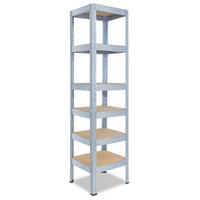SCHWERLASTREGAL PRO 230x60x60 cm in verzinkt mit 6 Böden und 166 kg Traglast pro Boden - Silberfarben, Metall (60/230/60cm) - shelfplaza