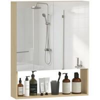 SPIEGELSCHRANK Spiegelschrank, Offenes Regal, Wandmontage,60*16.6*75 cm, Eiche - Braun, Glas (60/75/16.6cm) - Vallsero