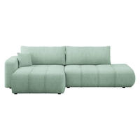 ECKSOFA Furyn O Boucle, Seite: Links - Schwarz/Mintgrün, Holzwerkstoff/Kunststoff (262/145cm) - MIRJAN24