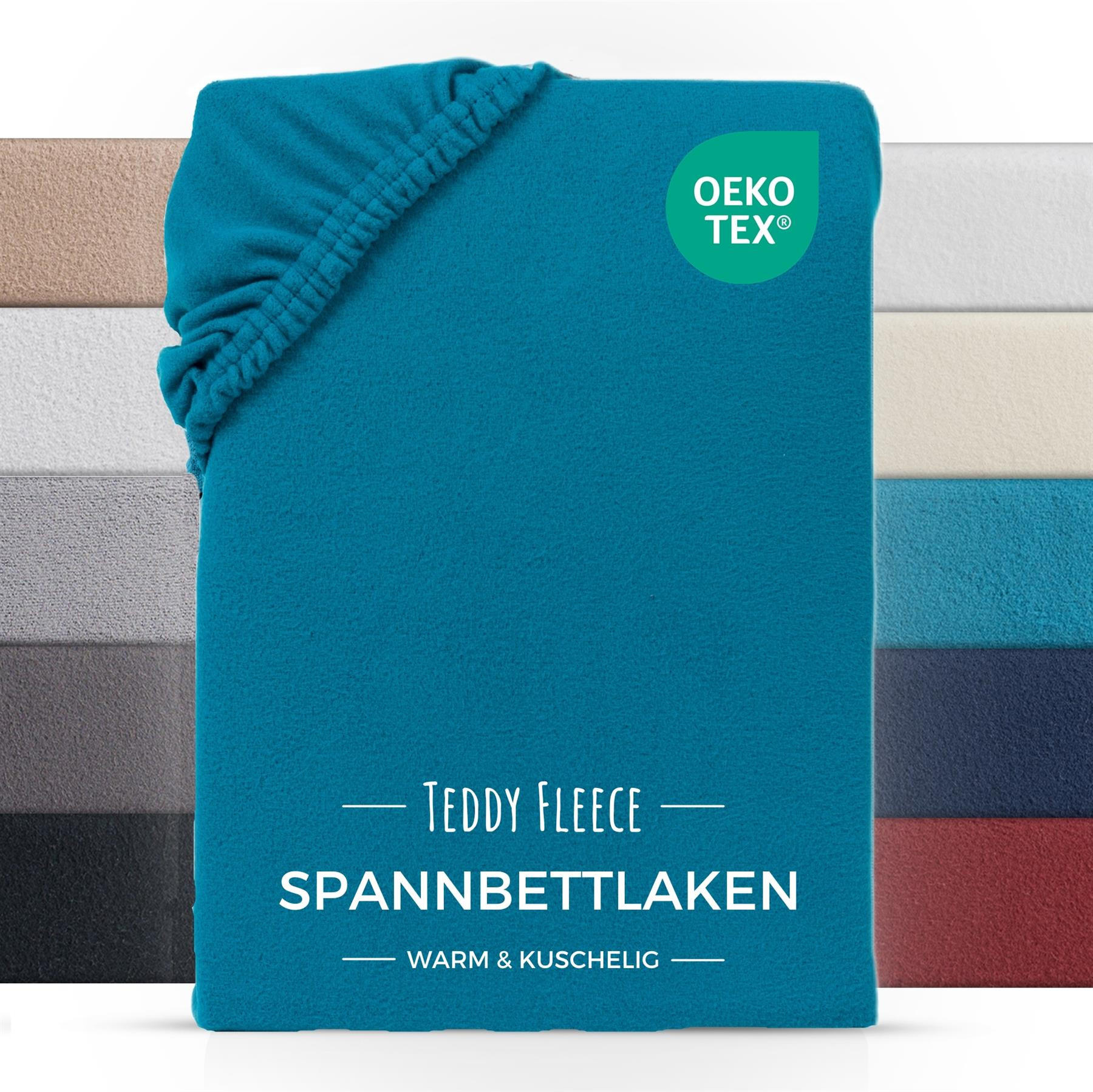 SPANNBETTLAKEN-TEDDY Warmes Winter Bettlaken 180x200 cm, Kuscheliges Teddy Laken Petrol - Petrol, Textil (180/200cm) - Carpe Sonno