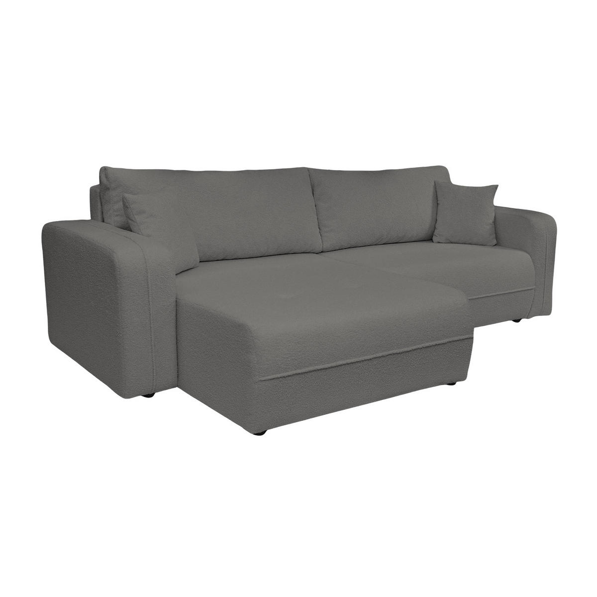 ECKSOFA Oreo L-Form Mit Bettkasten Und Schlaffunktion Quelle-Stoff Graphit Rechts - Dunkelgrau, Holz (247/143cm) - Kaiser Möbel