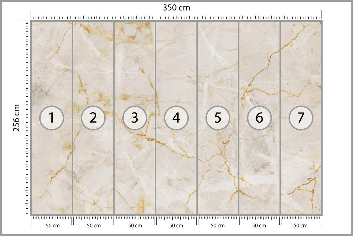 FOTOTAPETE für Schlafzimmer Beiger Marmor Abstraktion 350x256 - Gelb/Beige, Papier (350/256cm) - Muralo