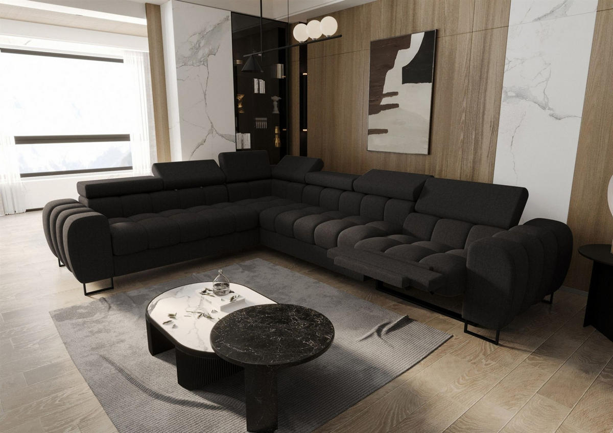 ECKSOFA Bastien Relax - Dunkelgrau, Holzwerkstoff/Textil (260/330cm) - Fun Möbel
