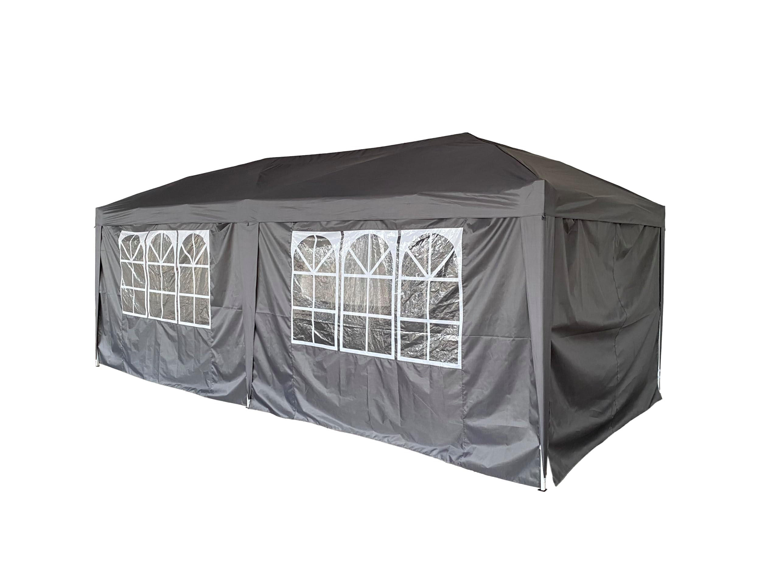 PAVILLON Riga 6x3m Schwarz Kunststoff Gartenpavillon Gartenlaube - Schwarz, Kunststoff (300/260/600cm) - DELUKE