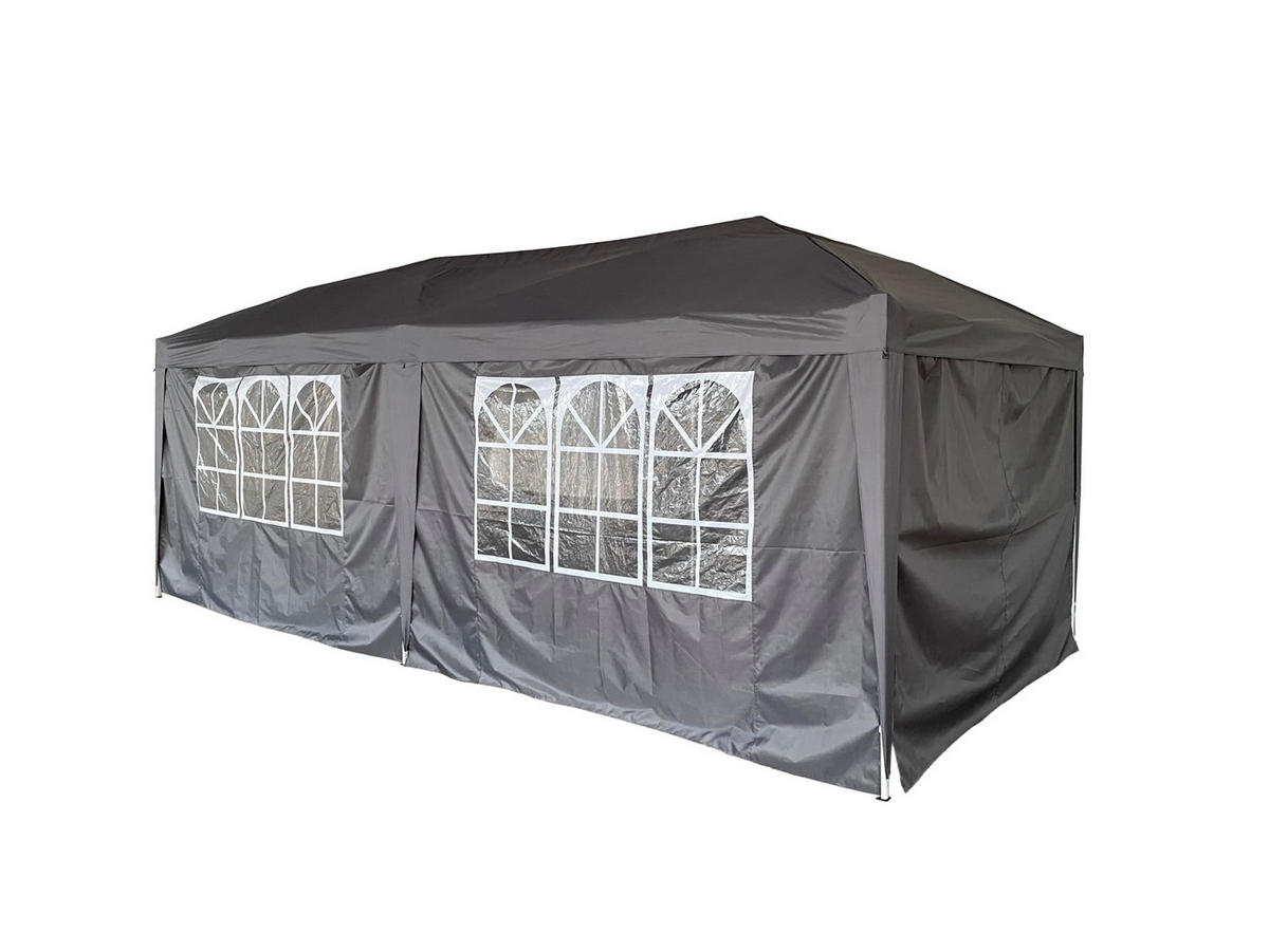 PAVILLON Riga 6x3m Schwarz Kunststoff Gartenpavillon Gartenlaube - Schwarz, Kunststoff (300/260/600cm) - DELUKE