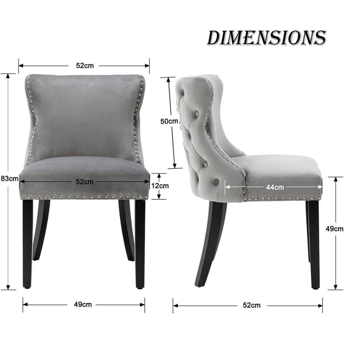 ESSZIMMERSTÜHLE 4er Set Samt Grau mit Holzbeinen - Grau, Textil (49/83/52cm)