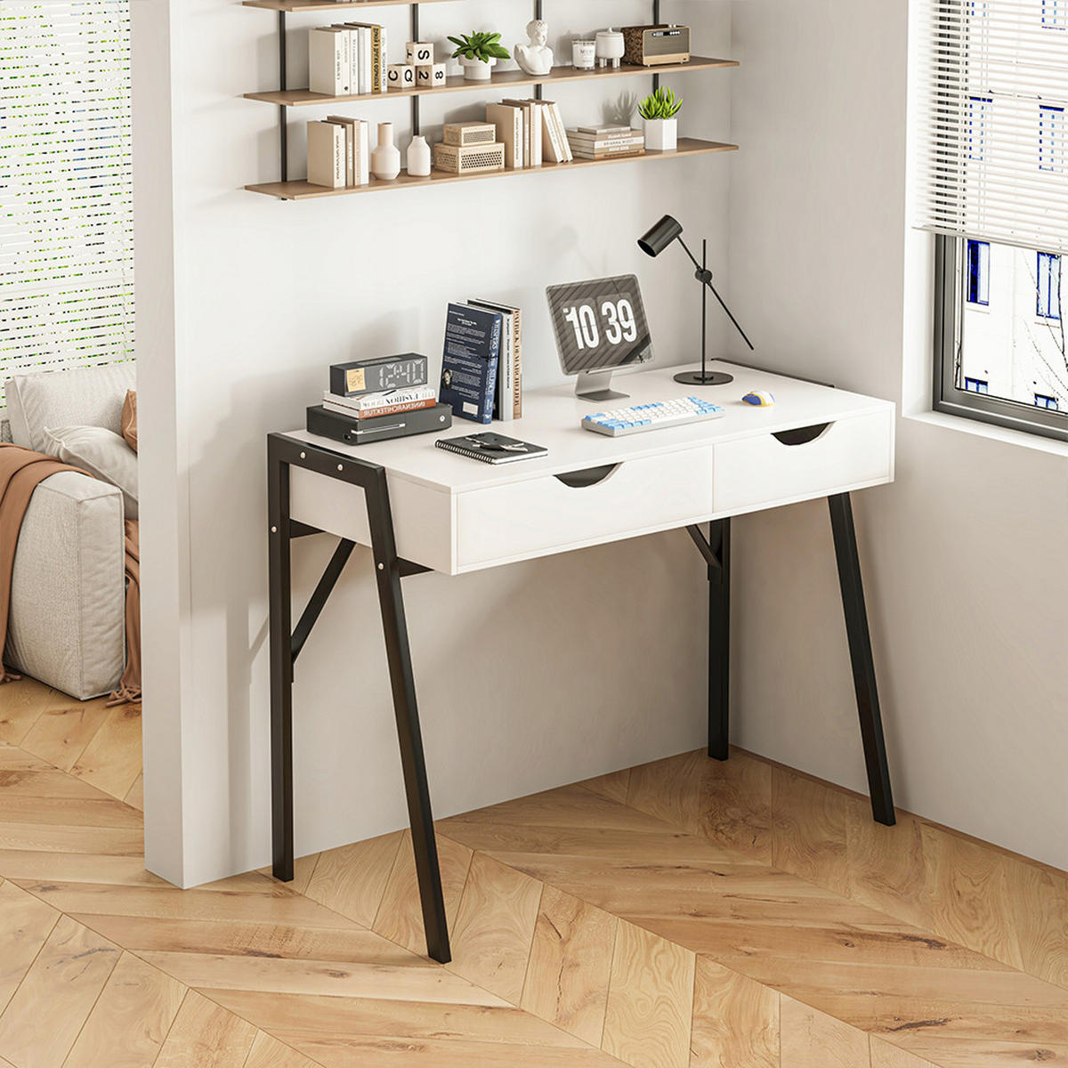 SCHREIBTISCH, weiß 80/40/90 cm - Weiß, Holzwerkstoff (40/80/90cm)