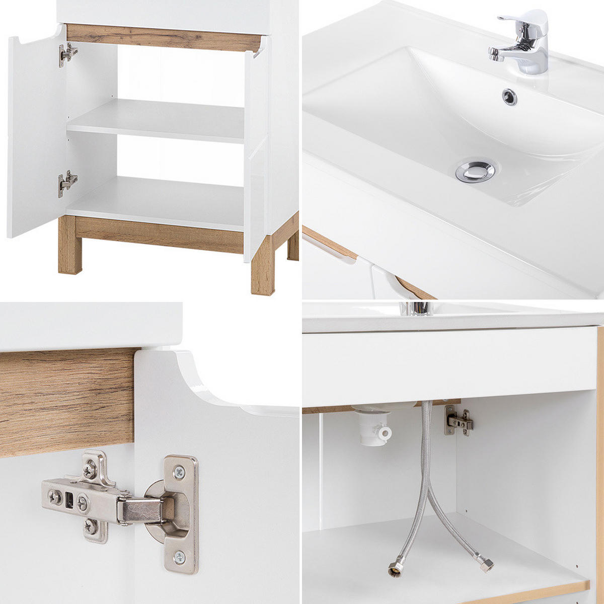 BADMÖBEL-SET 3-TLG. Solna-56 - Weiß, Holzwerkstoff (130/200/46cm) - Lomado