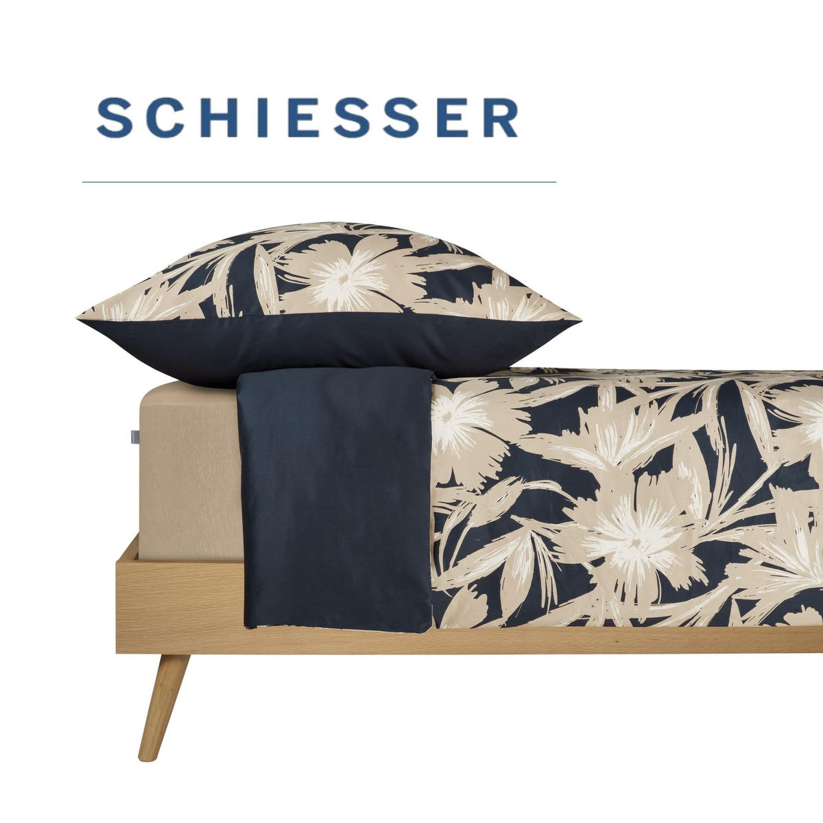 BETTWÄSCHESET Artistic - Baumwollsatin - 2-teilig - 135 x 200 cm - Dunkelblau - Dunkelblau, Textil (135/200cm) - SCHIESSER