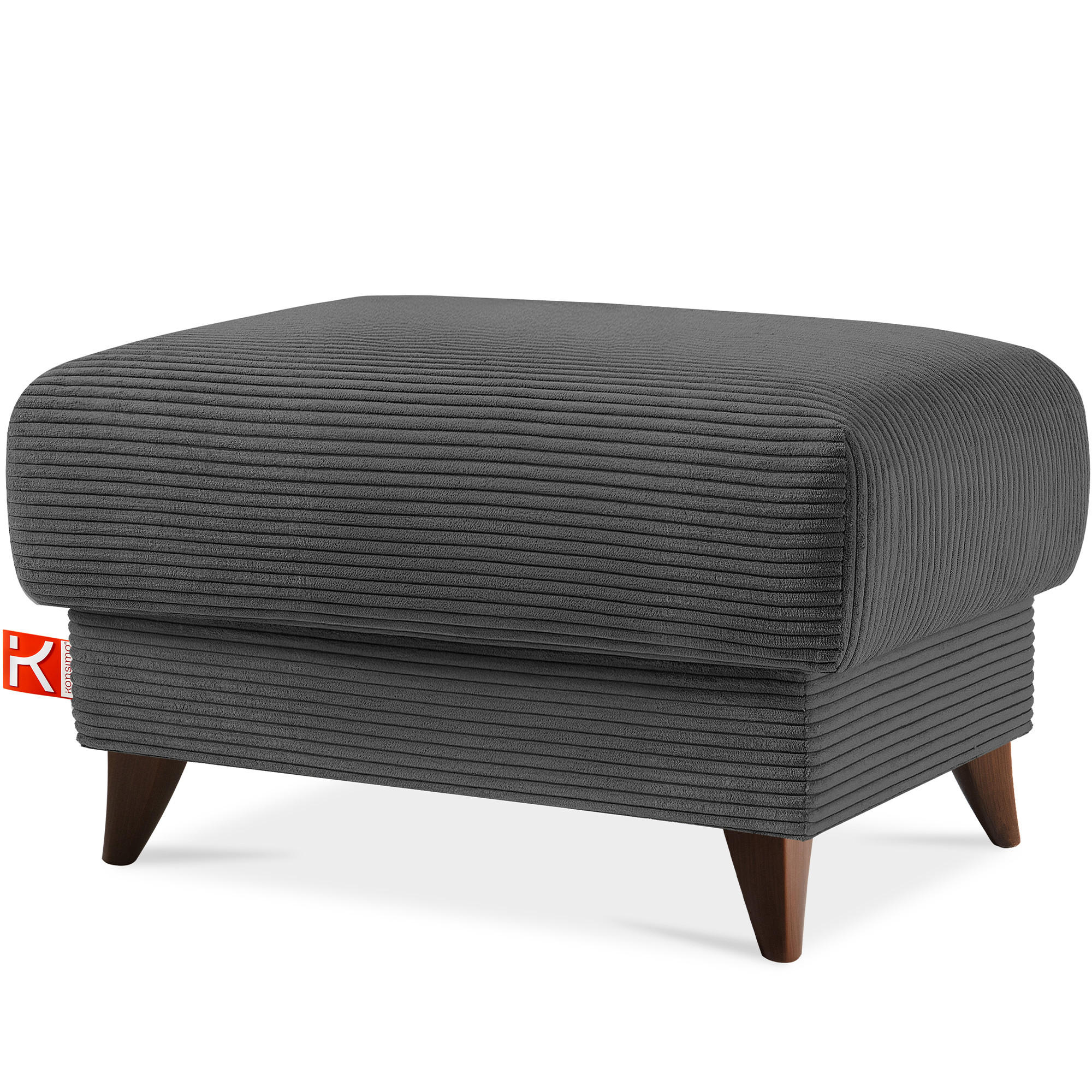 HOCKER GUSTAVO II, Dunkelgrau - Dunkelgrau/Braun, Holz/Holzwerkstoff (92/49/92cm) - KONSIMO®