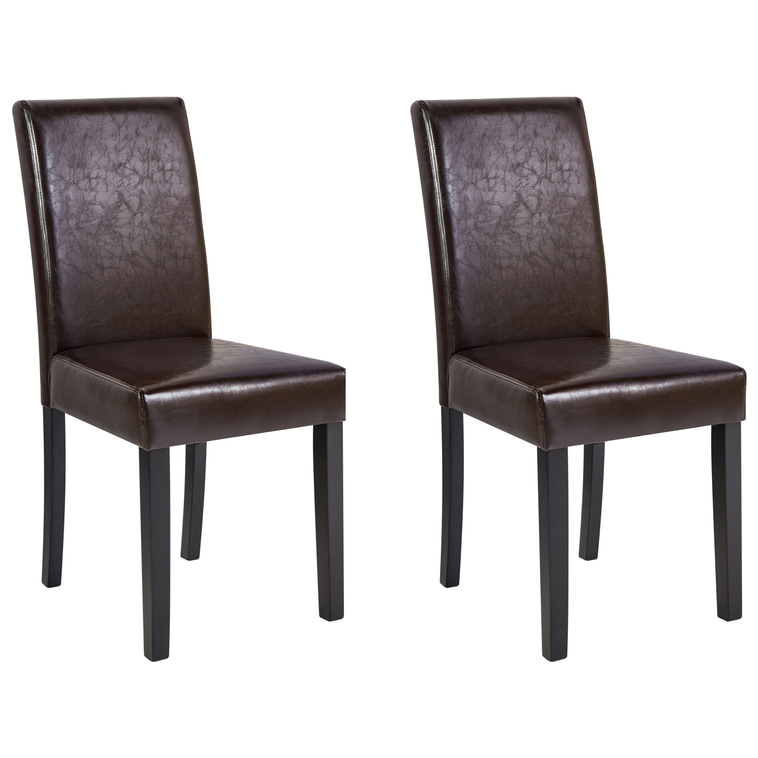 ÉTKEZŐSZÉK 2 darabos Szett Műbőr Sötétbarna Broadway - barna, textil/fa (42/93/59cm) - Beliani