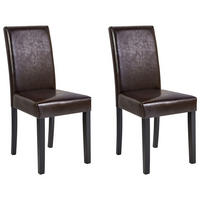 ÉTKEZŐSZÉK 2 darabos Szett Műbőr Sötétbarna Broadway - barna, textil/fa (42/93/59cm) - Beliani