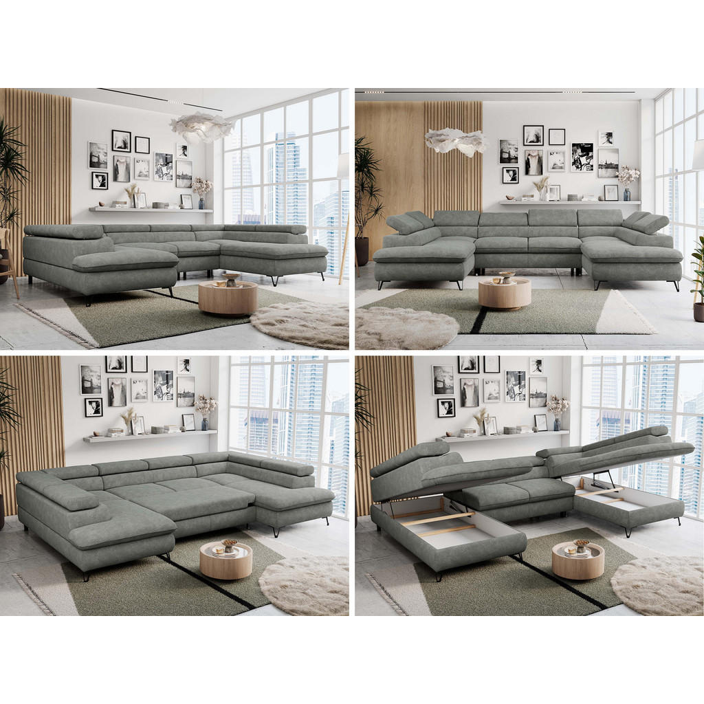 Thumbnail - MKS Wohnlandschaft, Grau, Textil, 6-Sitzer, U-Form, 346x76x208 cm, Wohnzimmer, Sofas & Couches, Wohnlandschaften, Wohnla...