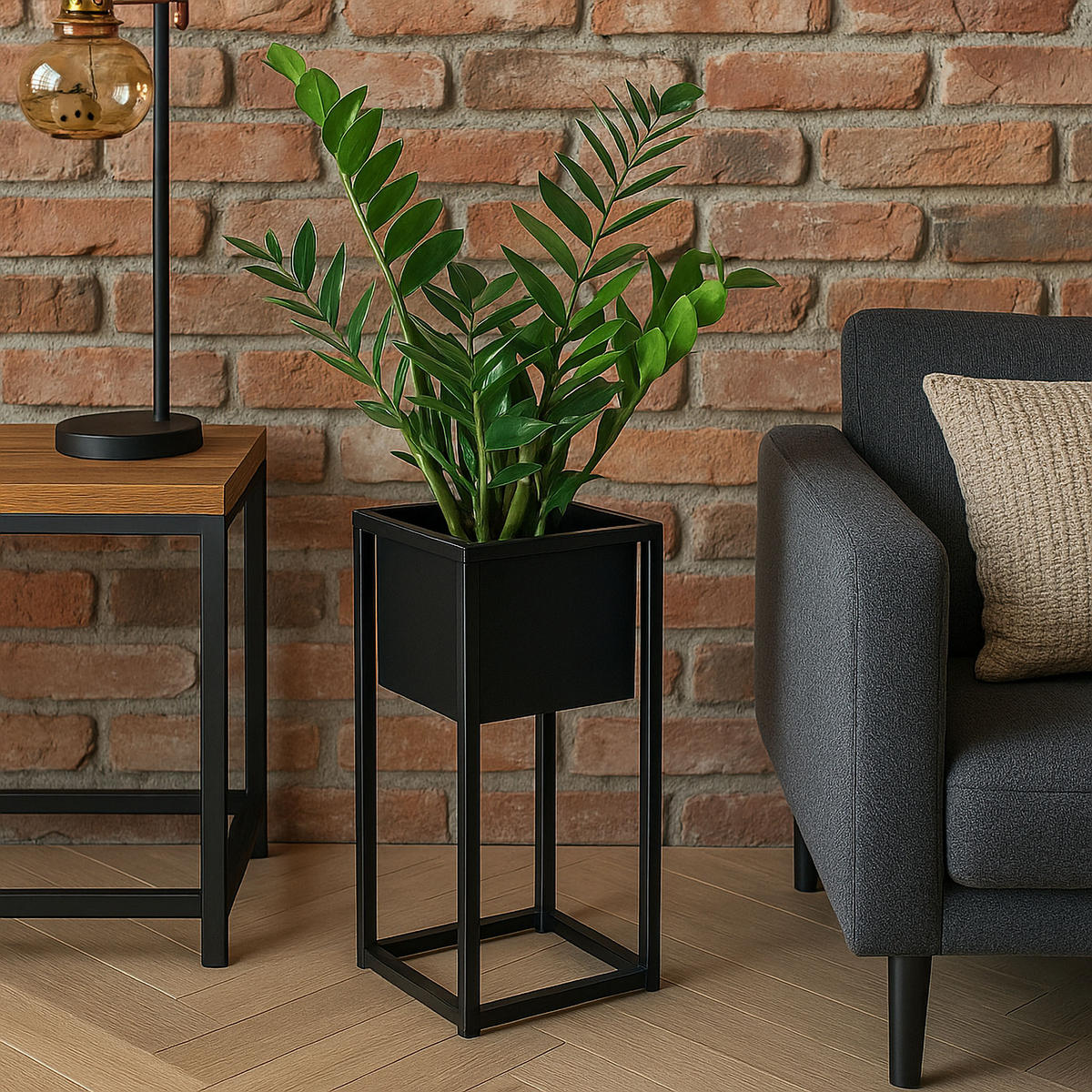 BLUMENSTÄNDER Schwarz 40 cm - Schwarz, Metall (21.5/21.5/41cm) - Mat-Haus