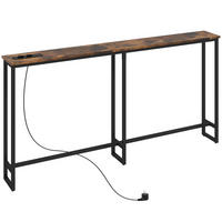 SCHLANKER Konsolentisch mit integrierter Ladestation, Industriestil mit Stahlrahmen, moderner Flurtisch, Braun - Wildeiche, Holzwerkstoff (160/80/20cm)