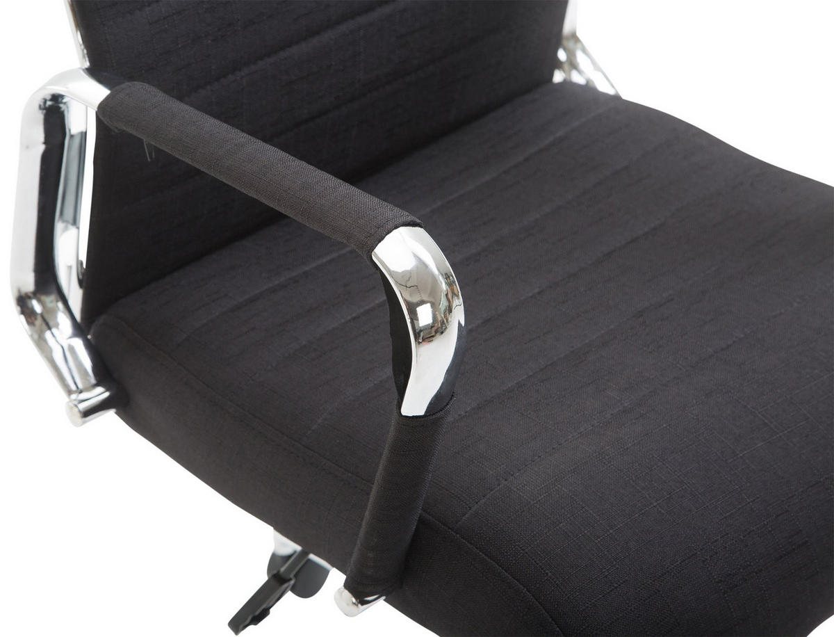 DREHSTUHL Stoff schwarz - Chromfarben/Schwarz, Textil/Metall (58/105/66cm) - CLP