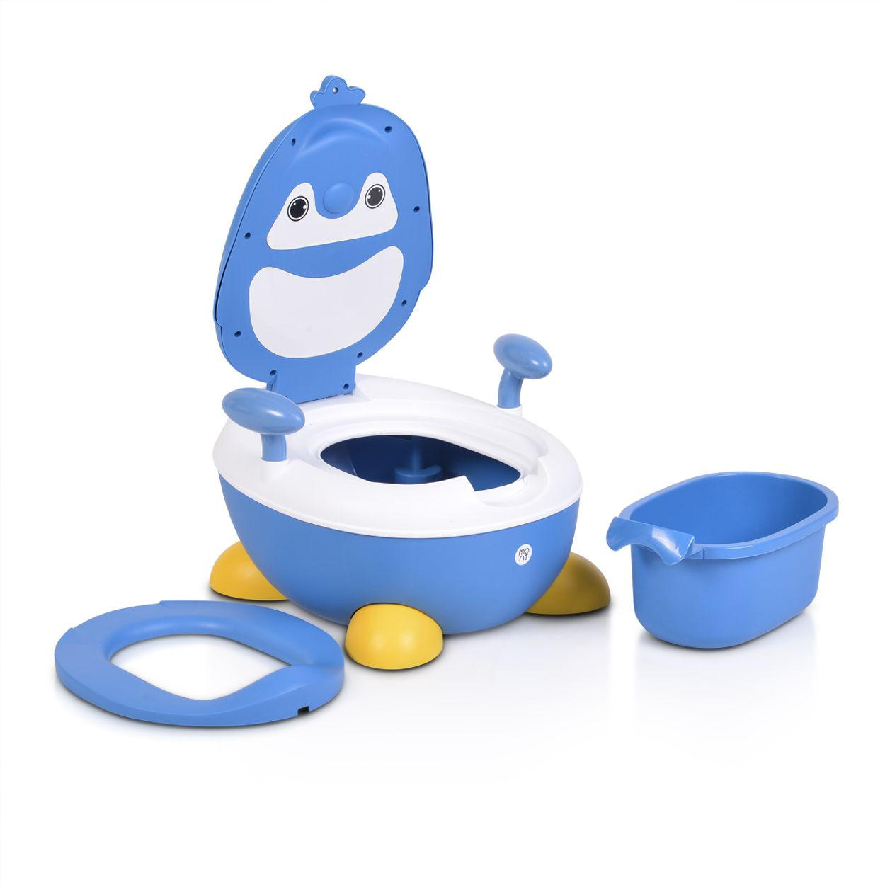 TÖPFCHEN Riko blau Pinguin-Design, Haltegriffe, abnehmbarer Behälter, rutschfeste Basis - Blau, Kunststoff (32/36cm) - Moni