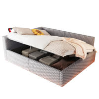 POLSTERBETT 140/200 cm in Grau Samt mit Bettkasten, LED und USB - Grau, Holzwerkstoff/Textil (140/200cm) - WISHDOR