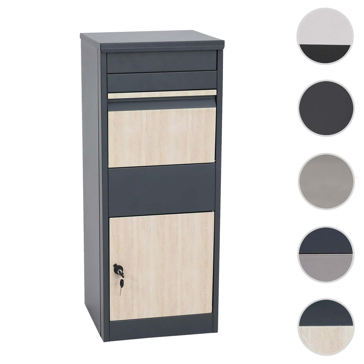 PAKETKASTEN GRÖßE L rechteckig Anthrazit, Braun - Anthrazit/Braun, Metall (41/102/38cm) - MCW