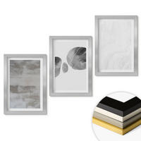 WANDBILDER 3er Set - 20x30 cm Silberner Rahmen - Abstrakte moderne Strukturen - Silberfarben, Kunststoff (20/30cm) - ArtPrintCave