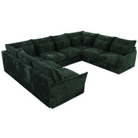 WOHNLANDSCHAFT VERSO U 8M Grün Cord - Schwarz/Grün, Kunststoff/Textil (362/93/270cm) - MKS