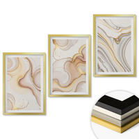 WANDBILDER 3er Set - 40x60 cm Goldrahmen - Lineare abstrakte Motive - Goldfarben, Kunststoff (40/60cm) - ArtPrintCave